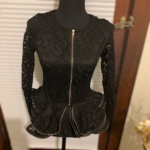 Windsor Lace Zipper Trimmed Blazer